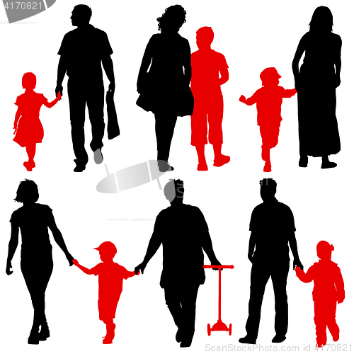 Image of Black silhouettes Family on white background. illustration