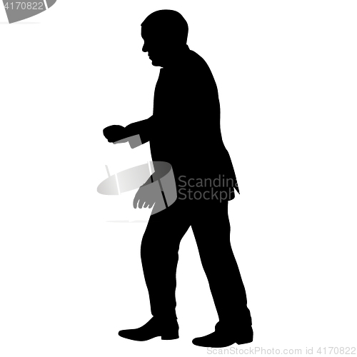 Image of Silhouette of a man with his hand raised. illustration