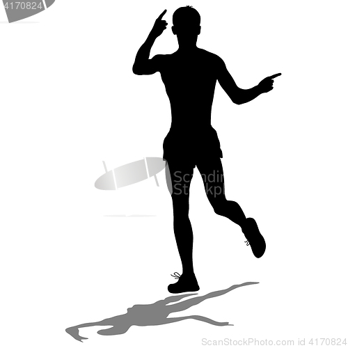 Image of Silhouettes. Runners on sprint, men. illustration