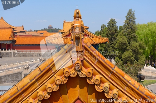 Image of Traditional Chinese building under blue sky