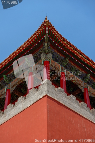 Image of Traditional Chinese building under blue sky