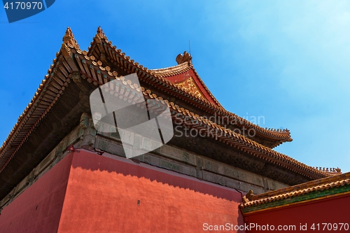 Image of Traditional Chinese building under blue sky