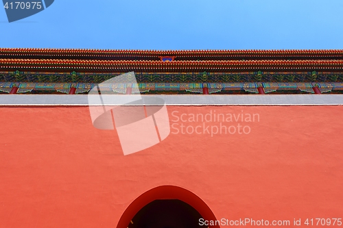 Image of Traditional Chinese building under blue sky