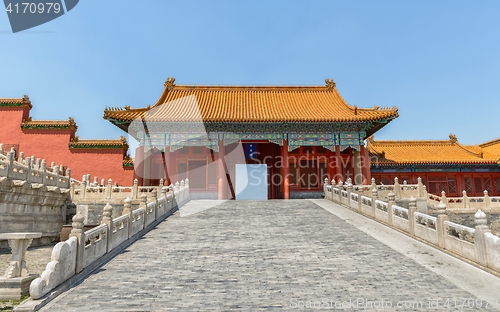 Image of Traditional Chinese building under blue sky