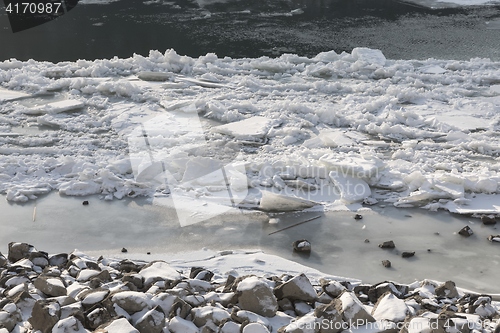 Image of Large Icebergs at Danube river