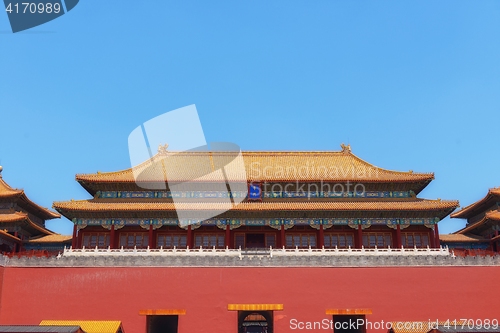 Image of Traditional Chinese building under blue sky