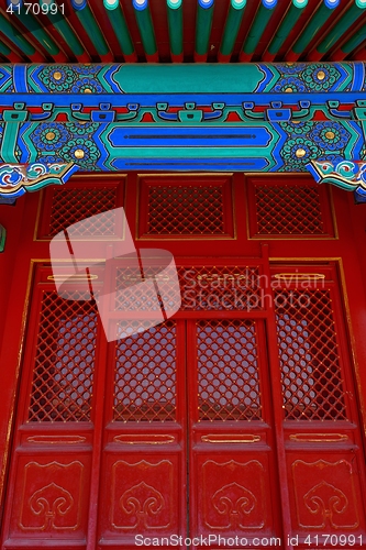 Image of Gateway with red Chinese doors
