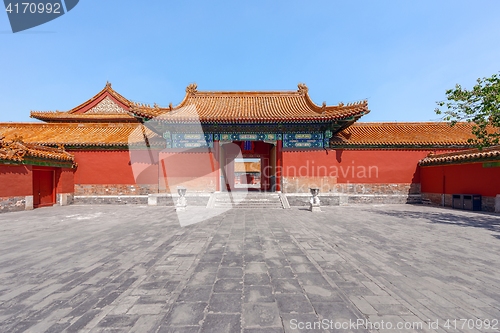 Image of Traditional Chinese building under blue sky