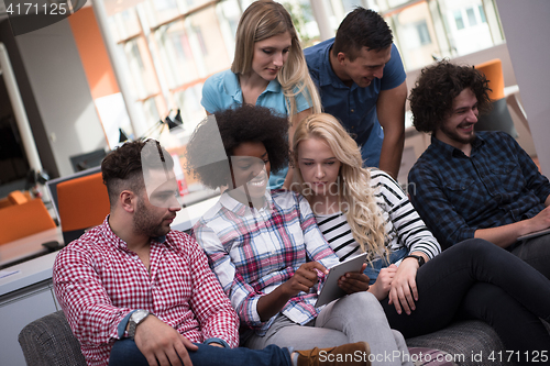 Image of Multiethnic startup business team on meeting