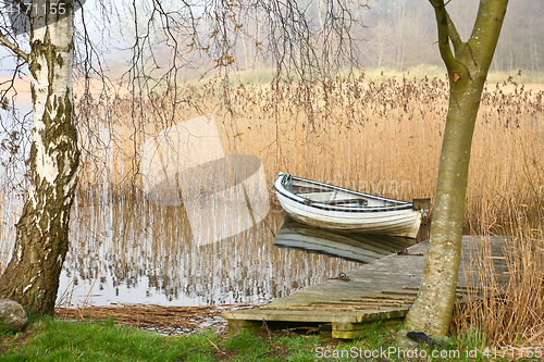 Image of View on a beautiful  lake in scandinavia in denmark 