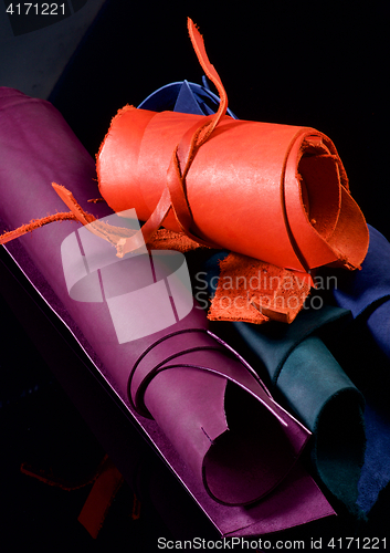 Image of Rolls of Colorful Leather