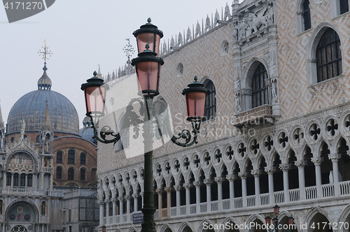 Image of San Marco Basilica and Doge&#39;s Palace in San Marco Square, Venice