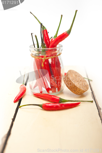 Image of red chili peppers on a glass jar