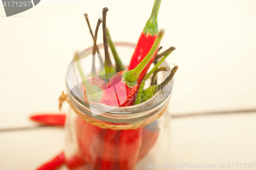 Image of red chili peppers on a glass jar