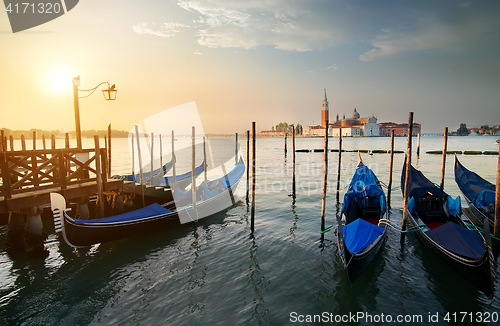 Image of Gondolas and island