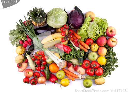 Image of Fruits and vegetables top view