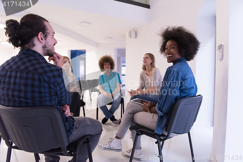 Image of Multiethnic startup business team on meeting