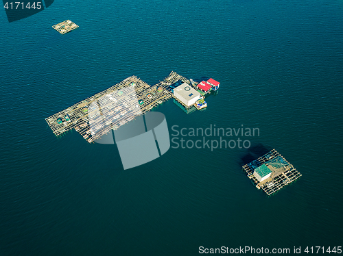 Image of Aerial View of Farm on Cultivation of Seashells