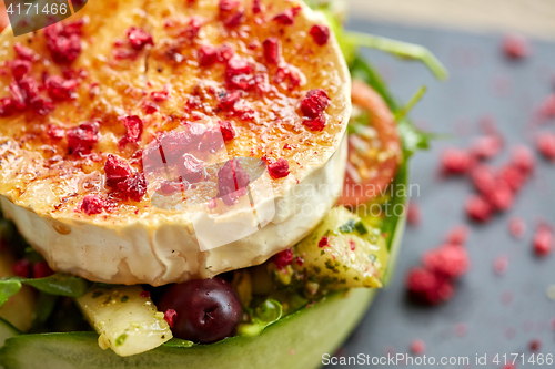 Image of close up of goat cheese salad with vegetables