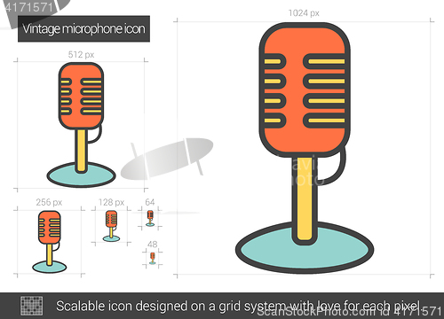 Image of Vintage microphone line icon.