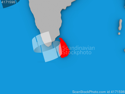 Image of Sri Lanka in red on globe