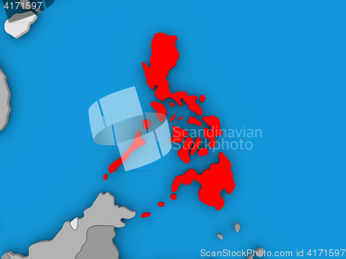 Image of Philippines in red on globe