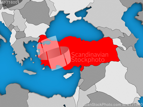 Image of Turkey in red on globe