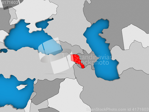 Image of Armenia in red on globe