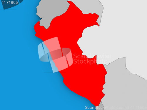 Image of Peru in red on globe