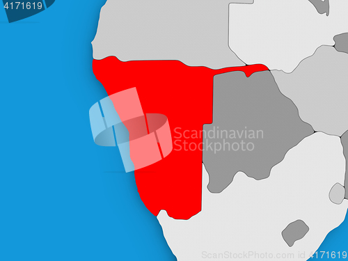 Image of Namibia in red on globe