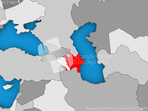 Image of Azerbaijan in red on globe