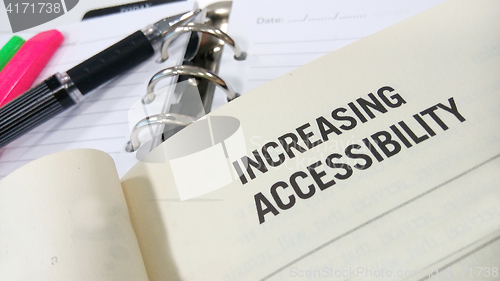 Image of Increasing accessibility printed on white book