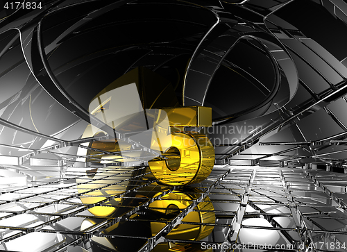 Image of number five in abstract futuristic space - 3d rendering