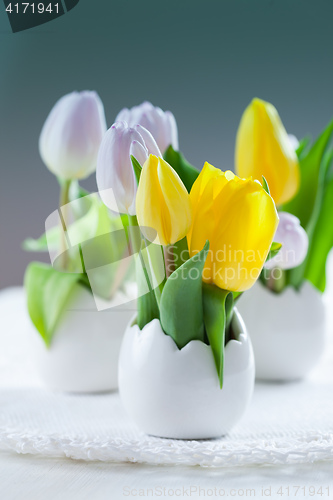 Image of Easter tulips in fresh colors