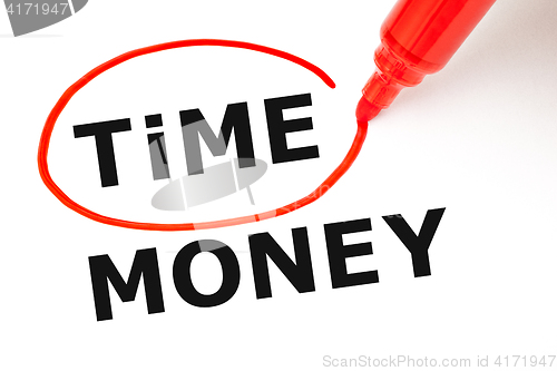 Image of Time Money Concept Red Marker