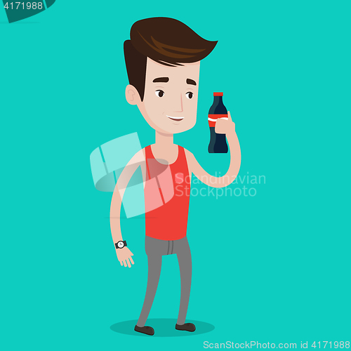 Image of Young man drinking soda vector illustration.