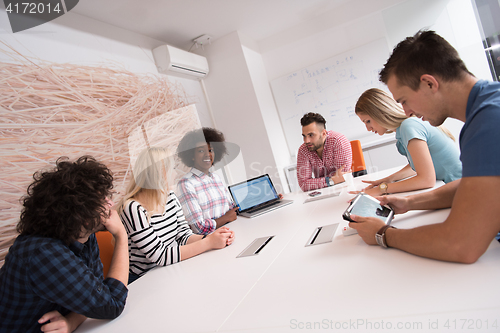 Image of Multiethnic startup business team on meeting