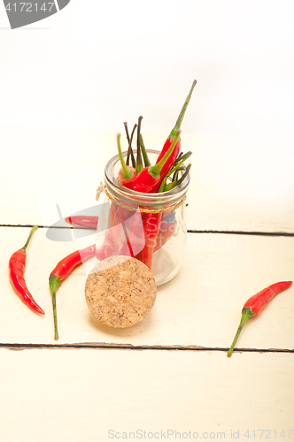 Image of red chili peppers on a glass jar