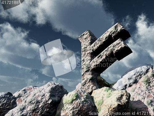 Image of rune rock under cloudy blue sky - 3d illustration