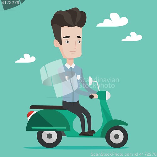 Image of Man riding scooter vector illustration.