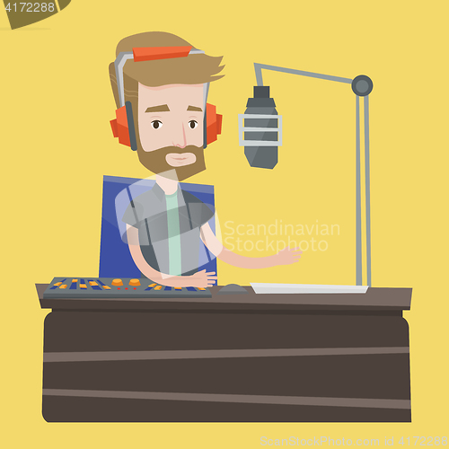 Image of Male dj working on the radio vector illustration