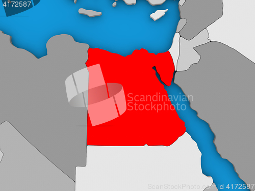 Image of Egypt in red on globe