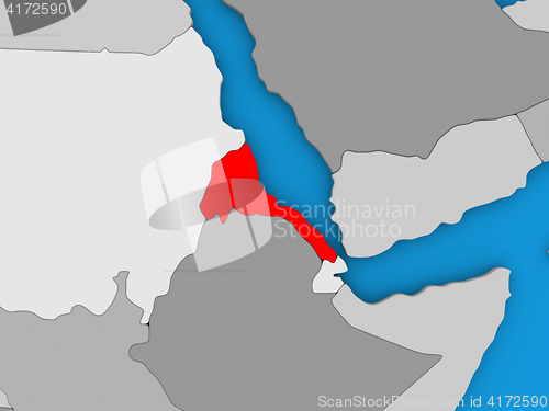 Image of Eritrea in red on globe