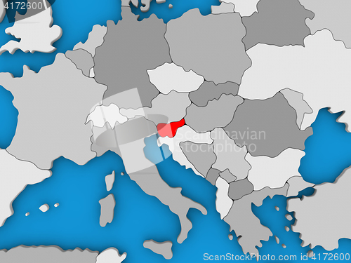 Image of Slovenia in red on globe