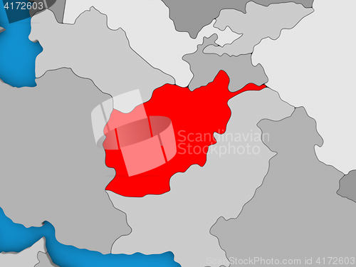 Image of Afghanistan in red on globe