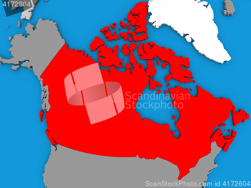 Image of Canada in red on globe