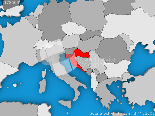 Image of Croatia in red on globe