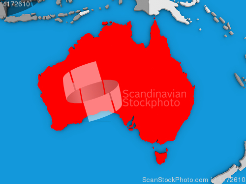 Image of Australia in red on globe