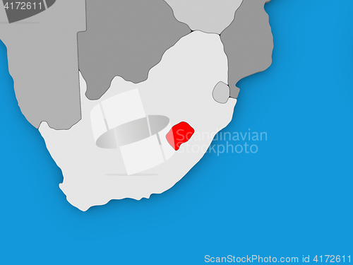 Image of Lesotho in red on globe