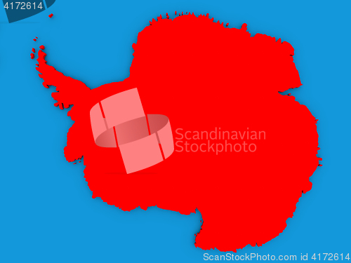 Image of Antarctica in red on globe